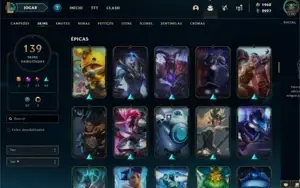 Conta 1960 RP, 139 SKINS, Todos campeões.