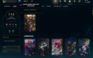 Conta Unranked com 145 Champs e 116 Skins + 1 Prestigo GAREN