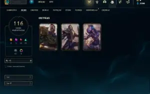 Conta Unranked com 145 Champs e 116 Skins + 1 Prestigo GAREN
