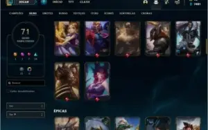 Conta ouro 1 com 86 champs e 71 skins ( MAIN MID )