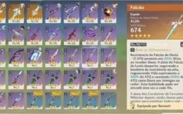 Conta com Ganyu, Eula, Venti c1, Diluc c1, Jean, Klee