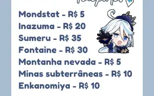 Serviços Genshin Impact *Ativo 24HRS* 🌠