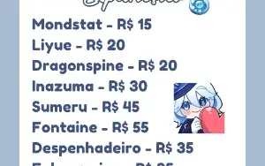 Serviços Genshin Impact *Ativo 24HRS* 🌠