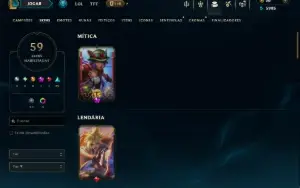 Unranked com 140 Champs e 59 Skins ( MID / ADC / JG )