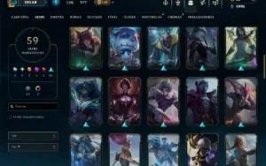 Unranked com 140 Champs e 59 Skins ( MID / ADC / JG )