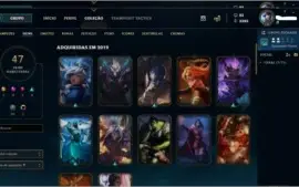 Conta Ouro 3, com 122 campeoes,47 skins e 148 icones