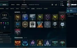 Conta Ouro 3, com 122 campeoes,47 skins e 148 icones