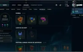 Conta Ouro 3, com 122 campeoes,47 skins e 148 icones