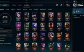 Conta Ouro 3, com 122 campeoes,47 skins e 148 icones