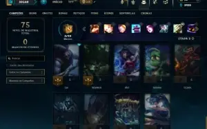 Ouro 4 com 40 Champs e 12 Skins +2 Fragmentos