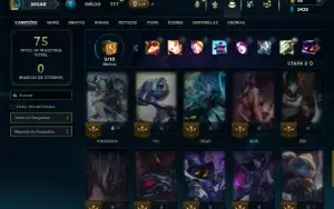 Ouro 4 com 40 Champs e 12 Skins +2 Fragmentos