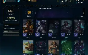 Platina 4 com TODOS os champs e 344 Skins ( JG / ADC )