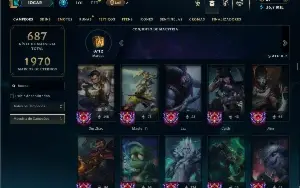 Platina 4 com TODOS os champs e 344 Skins ( JG / ADC )