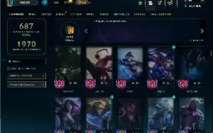 Platina 4 com TODOS os champs e 344 Skins ( JG / ADC )