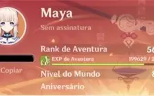 Conta genshin com 11 personagens T5 e 3 armas T5