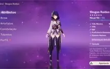 Conta genshin com 11 personagens T5 e 3 armas T5