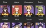 Conta genshin com 11 personagens T5 e 3 armas T5