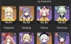 Conta genshin com 11 personagens T5 e 3 armas T5