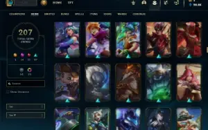 Prata 4 com TODOS os champs e 207 Skins + 13 Prestigios