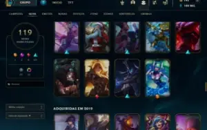 Conta Lol Nivel 577 + 119 Skins Platina 1 Com Todos Campeoes