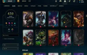 Conta bronze 3 com TODOS os champs e 430 Skins ( ADC / SUP )