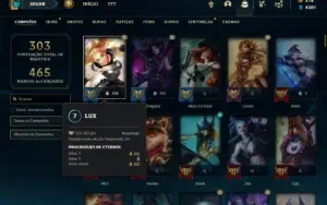 Conta bronze 3 com TODOS os champs e 430 Skins ( ADC / SUP )