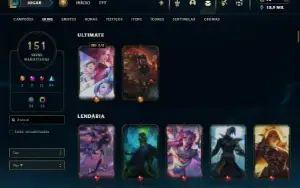 Ouro 3 com TODOS os champs e 151 Skins