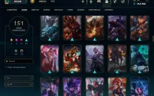 Ouro 3 com TODOS os champs e 151 Skins