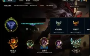 Conta de league of legends platina