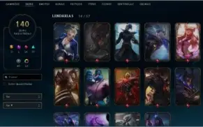 Conta league of legends skins da season 1 140 skins