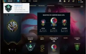 Conta platina 4 com 5 skins e 32 champs