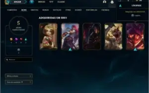 Conta platina 4 com 5 skins e 32 champs