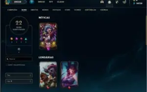 Conta prata 4 com 22 skins e 62 champs