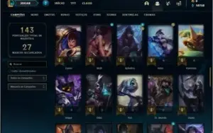 Conta prata 4 com 22 skins e 62 champs