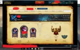 Conta ouro V, várias skins e quase todos campeões.