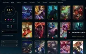 CONTRA LEAGUE OF LEGENDS Diamante todos campeoes 445 skins