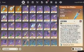 Genshin Impact - Ar48 , 8 Personagens T5 E 3 Armas T5, Alhai