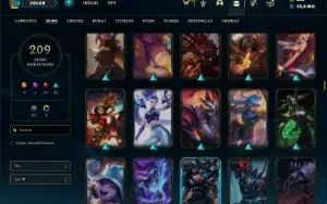 Conta Unranked com TODOS os champs e 209 Skins