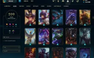 Conta Unranked com TODOS os champs e 209 Skins
