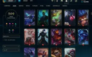 Conta Unranked com TODOS os champs e 209 Skins