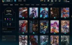 Conta Unranked com TODOS os champs e 209 Skins