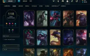 Conta Unranked com 120 Champs e 118 Skins + 370 RP