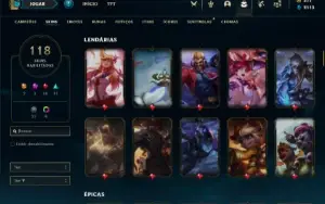 Conta Unranked com 120 Champs e 118 Skins + 370 RP