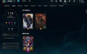 Conta Unranked com 120 Champs e 118 Skins + 370 RP