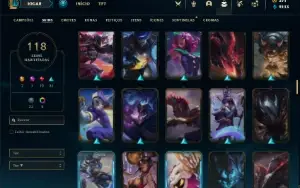 Conta Unranked com 120 Champs e 118 Skins + 370 RP