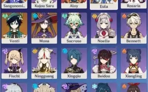 Eula + Venti + Kokomi + Mona AR 22