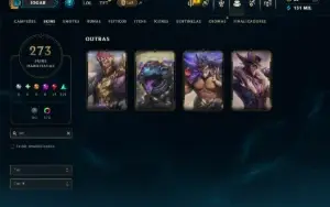 Ouro 4 com TODOS os Champs e 273 Skins ( TOP / JG )