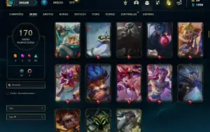 Conta bronze 2 com 150 Champs e 170 Skins (2 Ultimates)