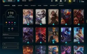 Conta bronze 2 com 150 Champs e 170 Skins (2 Ultimates)