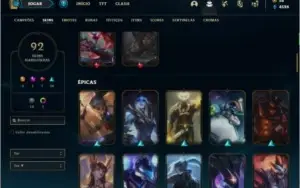 Conta Unranked com 125 Champs e 92 Skins